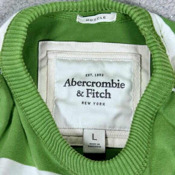 Lot 2 Vintage Abercrombie & Fitch Striped Long Sleeve Shirts Men’s LG Moose Crew - Picture 4 of 15